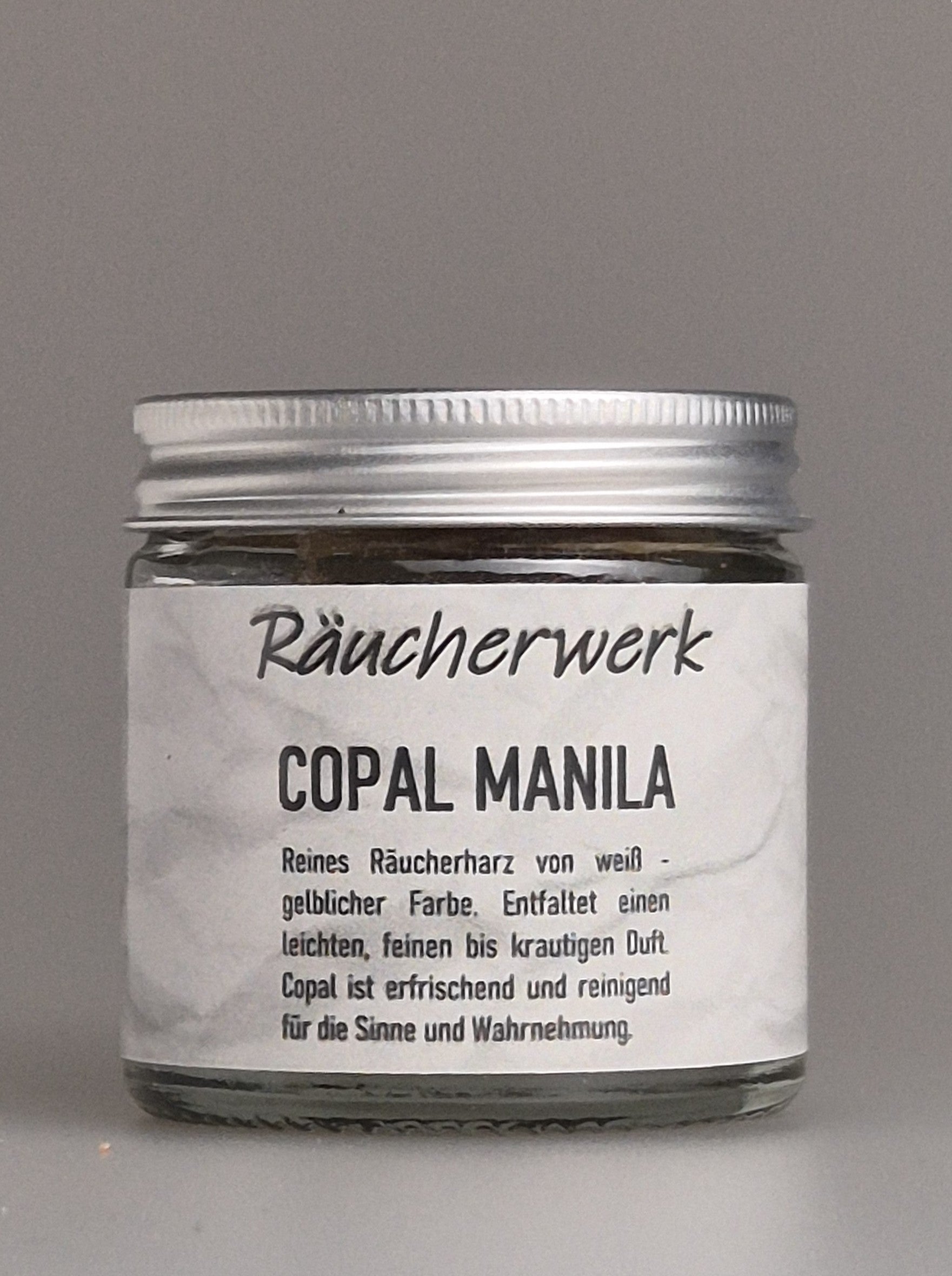 Copal Manila, Weihrauch, Räucherharz, weiß bis gelbliches Harz, krautiger Duft, erfrischend und reinigend, für die Sinne und Wahrnehmung, Räucherwerk, Räuchermanufaktur