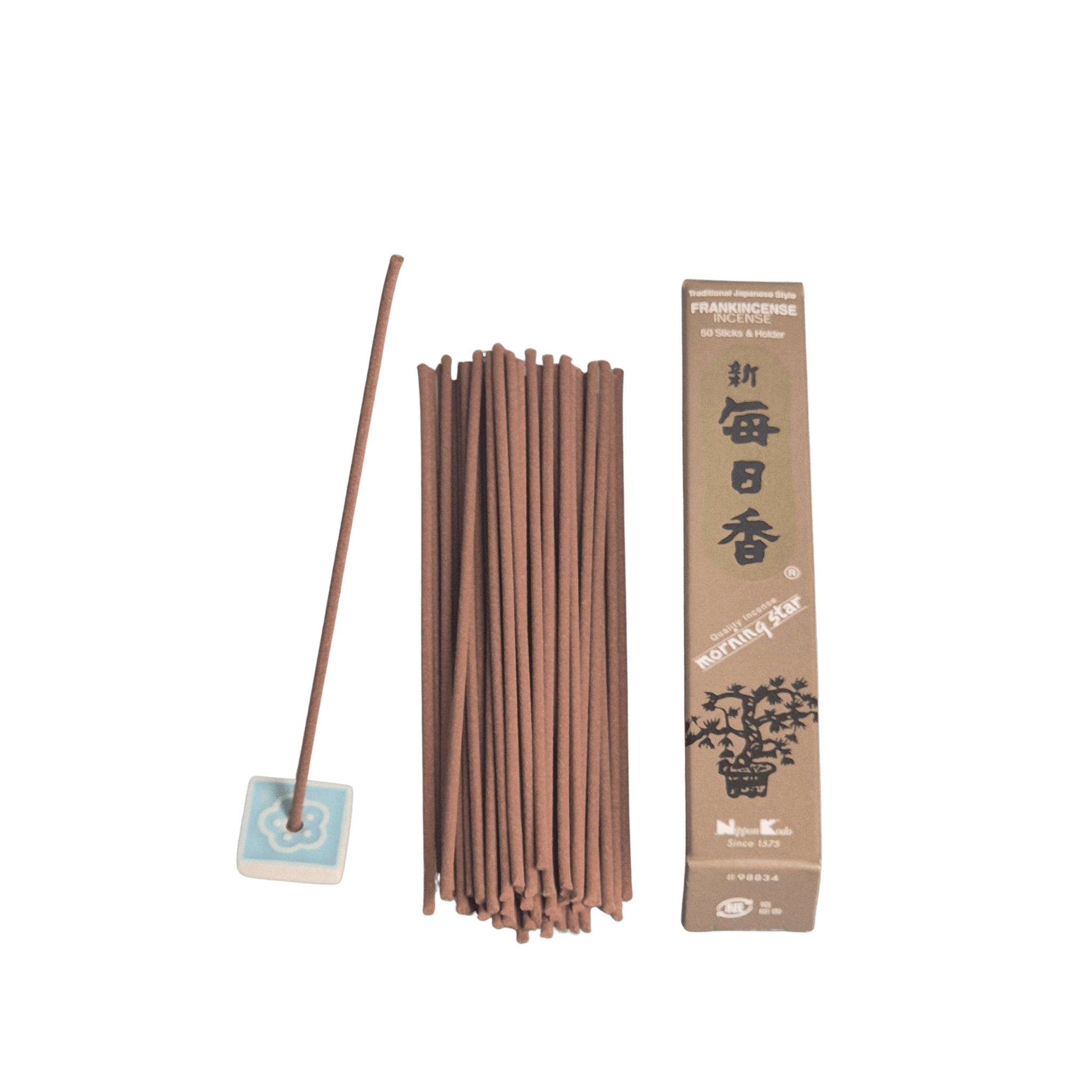 Morning Star- Packung mit 50 Sticks - mit kleinem Keramikhalter - Duft: Weihrauch - Frankincense