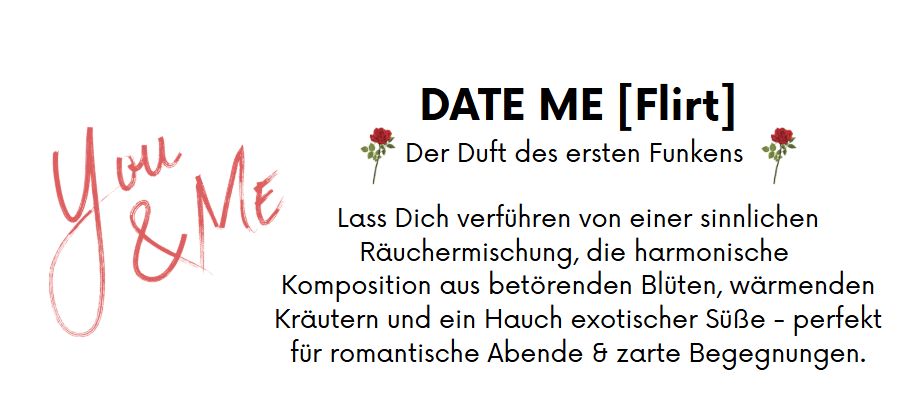 Etikett Räuchermischung DATE ME Flirt – Der Duft des ersten Funkens – MAFUMO