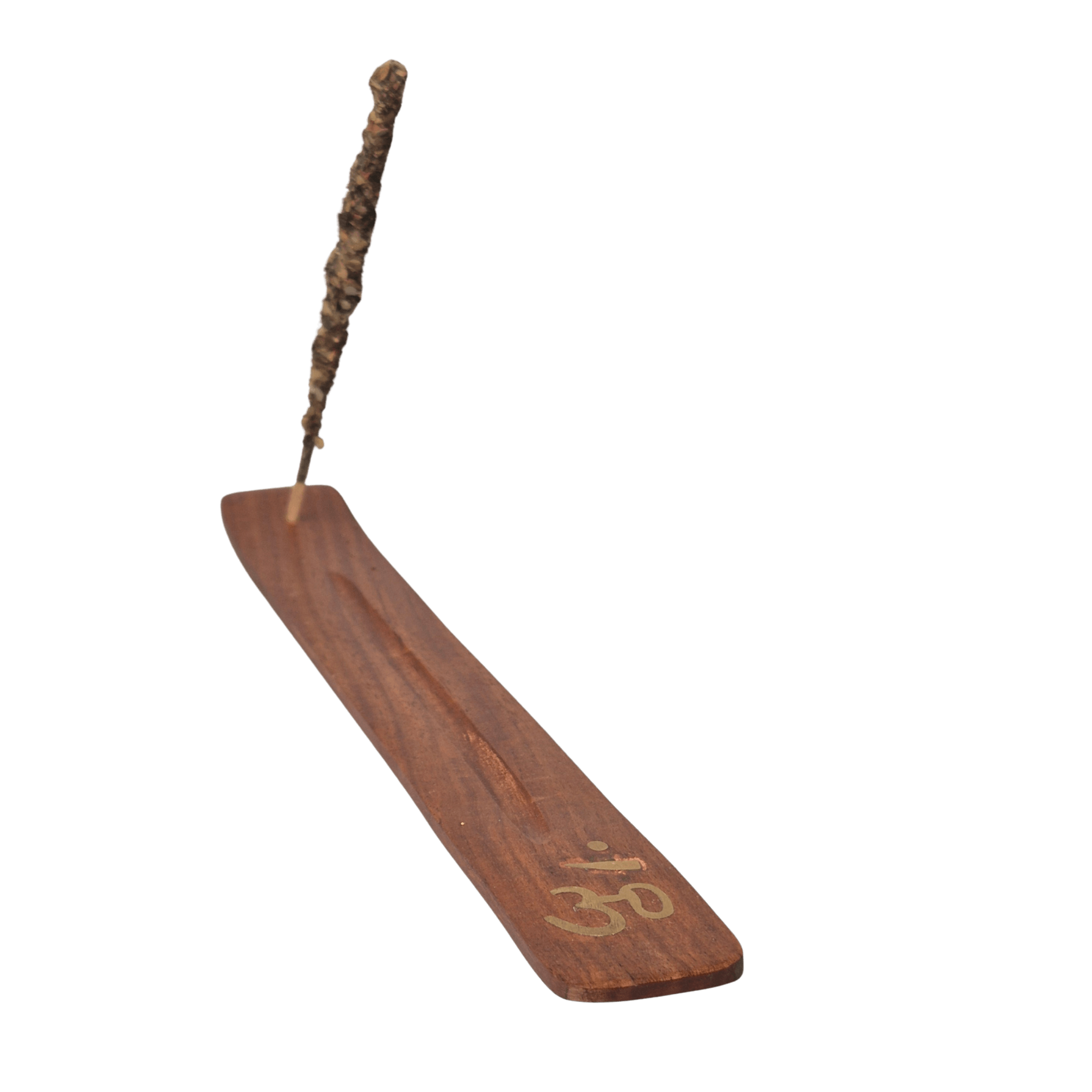 Räucherstäbchenhalter aus der Räuchermanufaktur, Material Holz, Meditation, Mantra Om, im Bild mit Räuchertäbchen