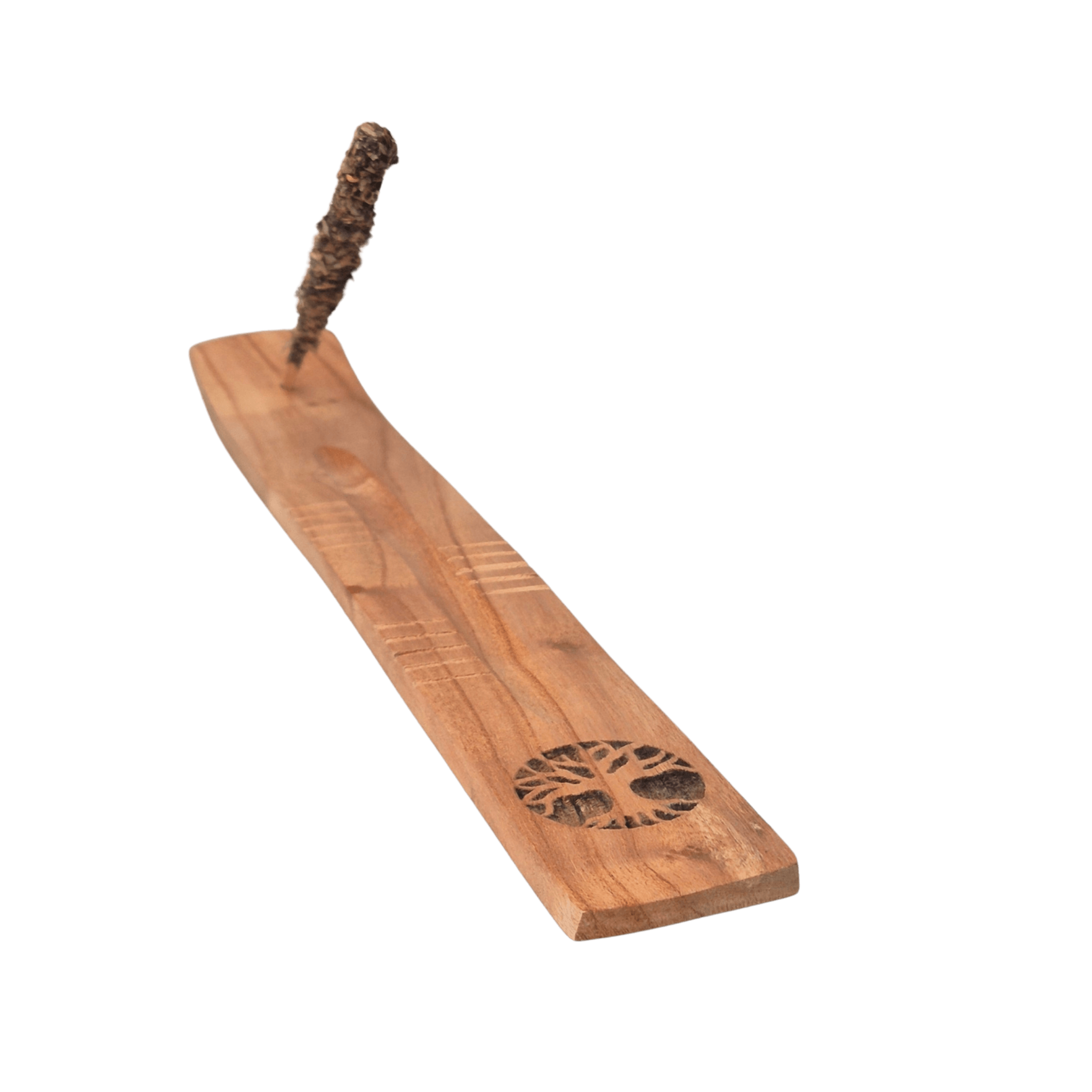 Räucherstäbchenhalter aus Mangoholz mit Yggdrasil Gravur – MAFUMO