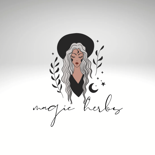 Illustration einer Frau mit floralen Elementen, grafisches Motiv zur Räuchermischung Hexenliebe