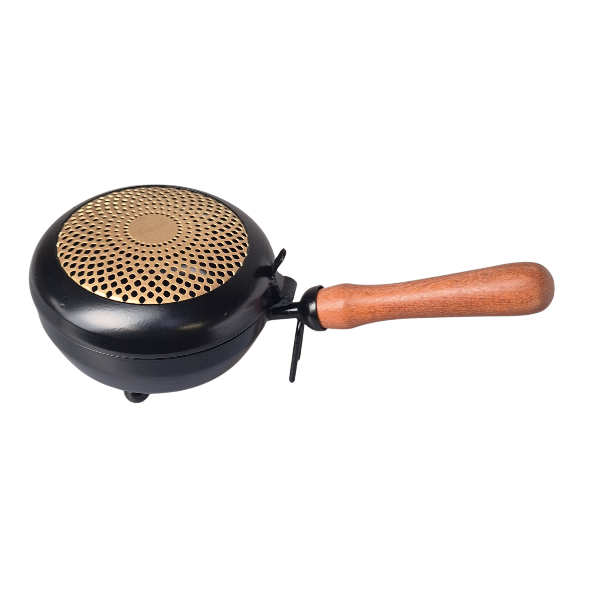 Große Räucherpfanne, Tragegefäß zum Räuchern mit Kohle, praktischer Holzgriff zum halten und schwenken