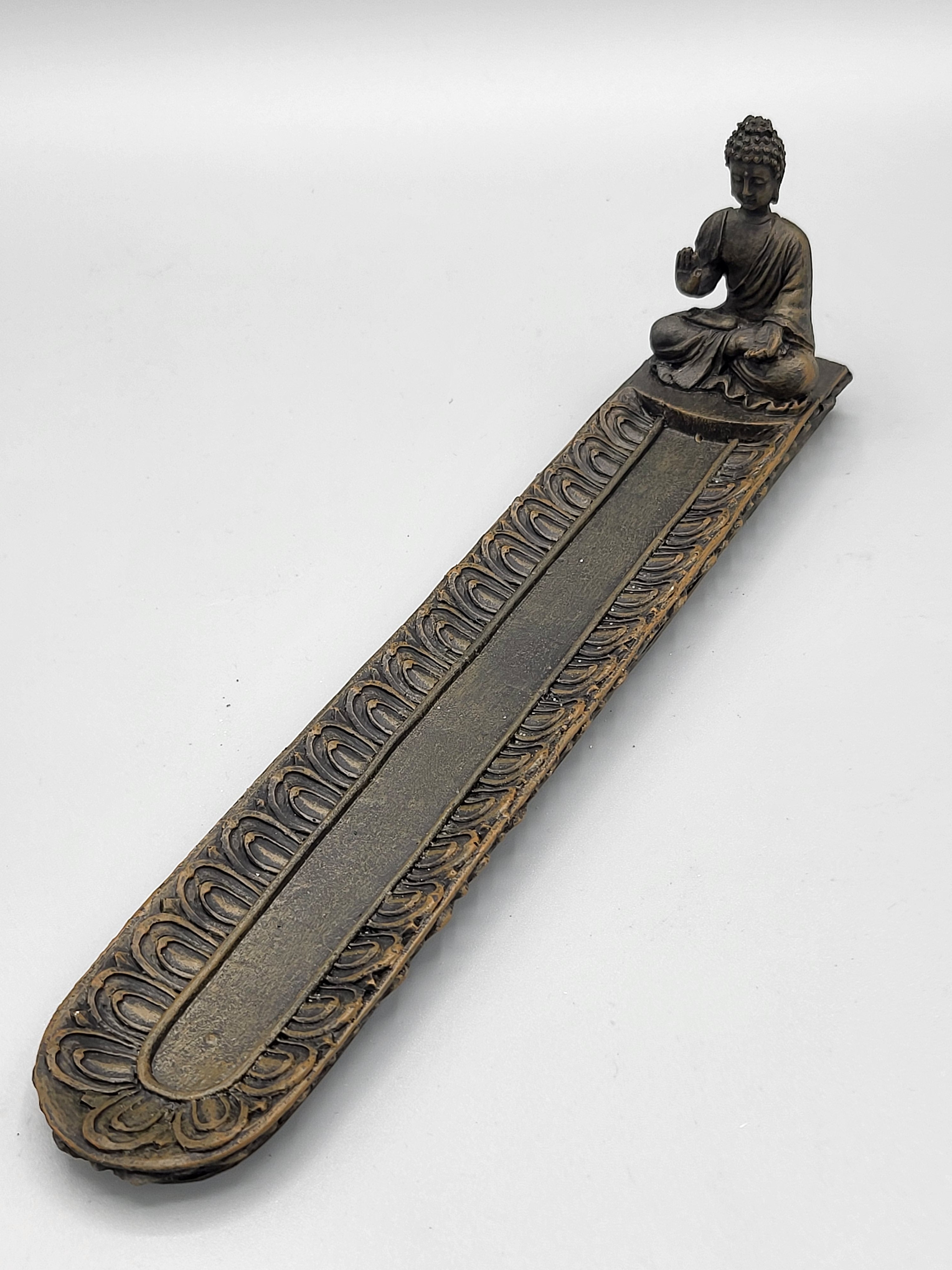 Stäbchenhalter, Räucherstäbchen, Räucherstäbchenhalter, Buddha, Räuchermanufaktur, Material Magnesia, Meditation, Hand hebend