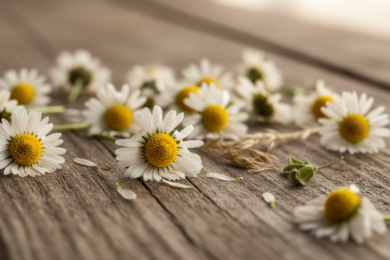 Getrocknete Gänseblümchen (Bellis perennis) zum Räuchern