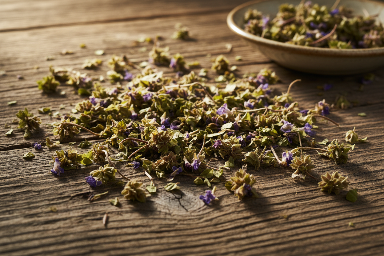 Getrocknete Gundermannblätter (Glechoma hederacea) zum Räuchern