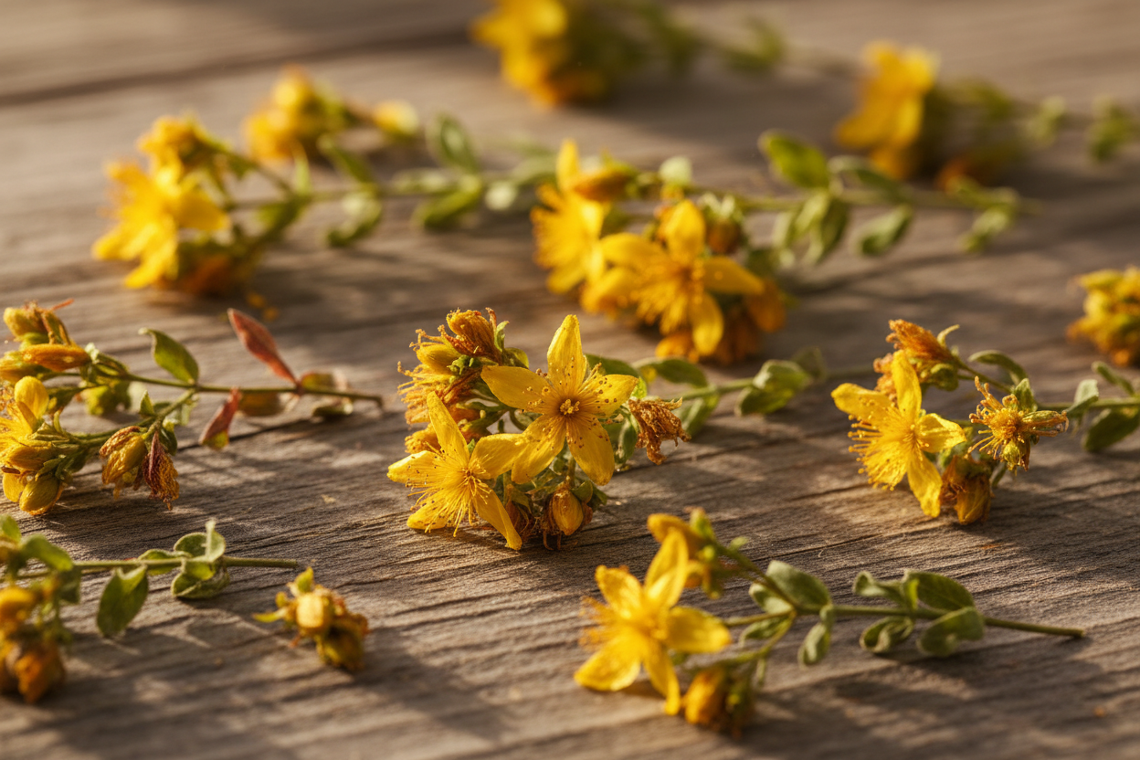Getrocknetes Johanniskraut (Hypericum perforatum) zum Räuchern