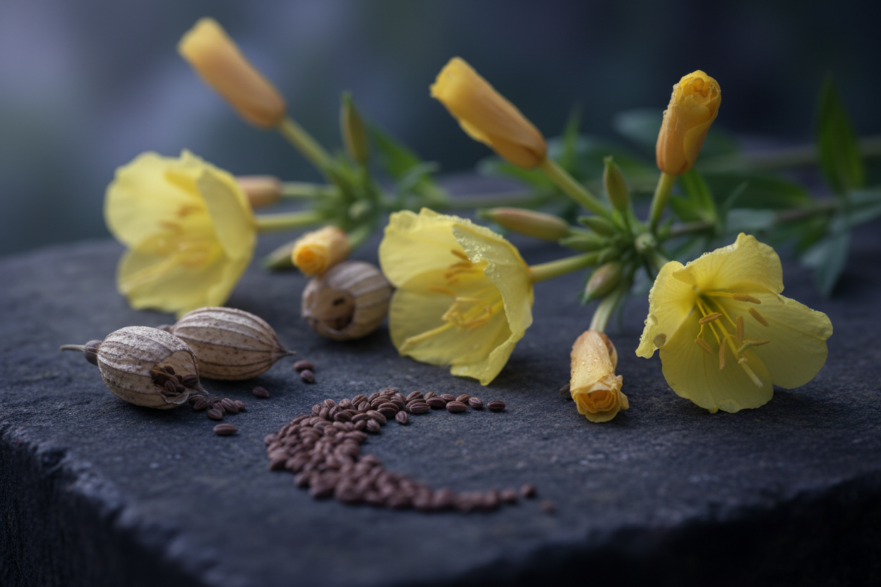Nachtkerze (Oenothera biennis) – Die Königin der Nacht mit Blüten und Samen zum Räuchern