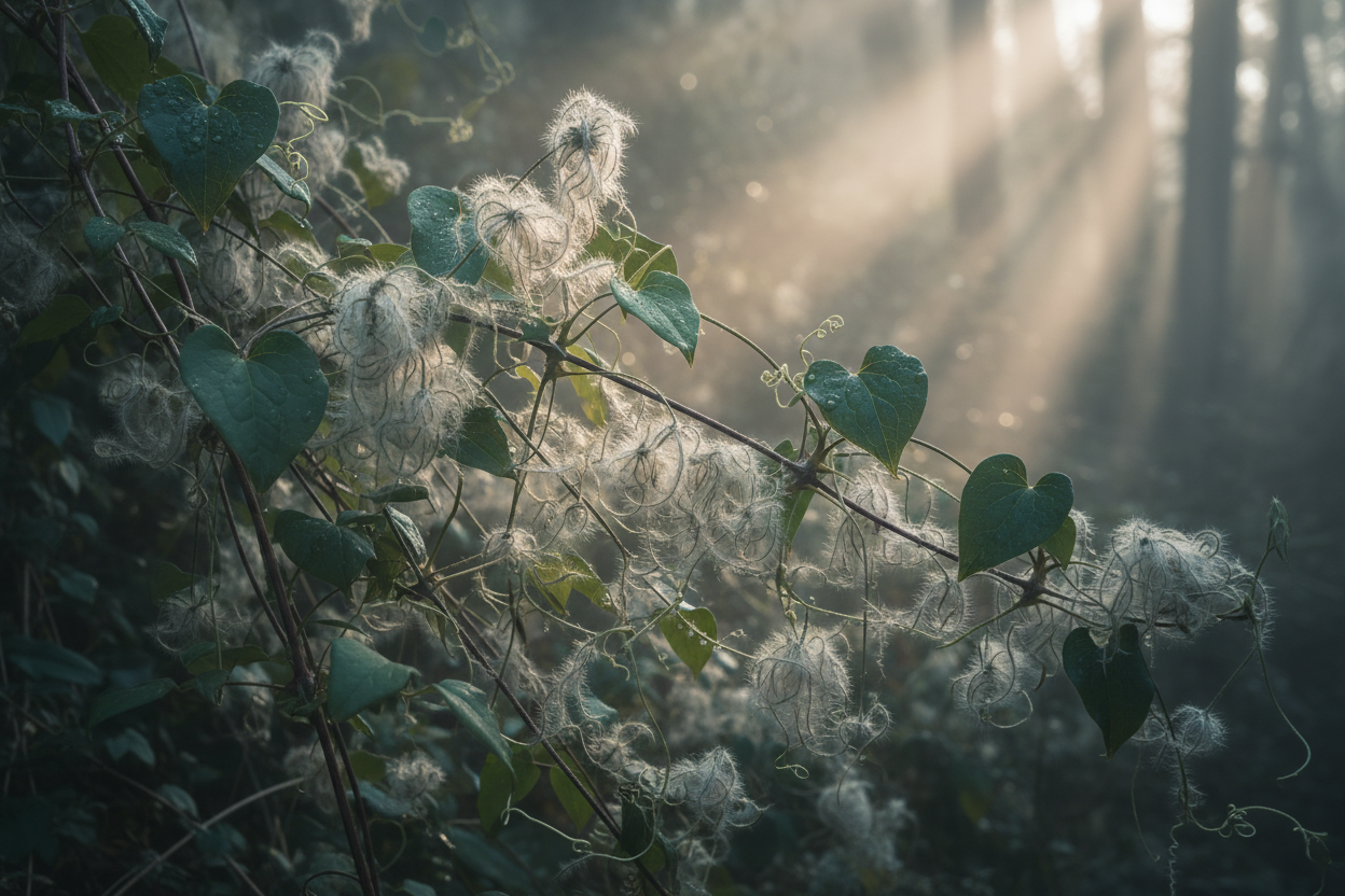 Waldrebenkraut (Clematis vitalba) – Die rankende Hexenpflanze der Hecken und Wälder zum Räuchern
