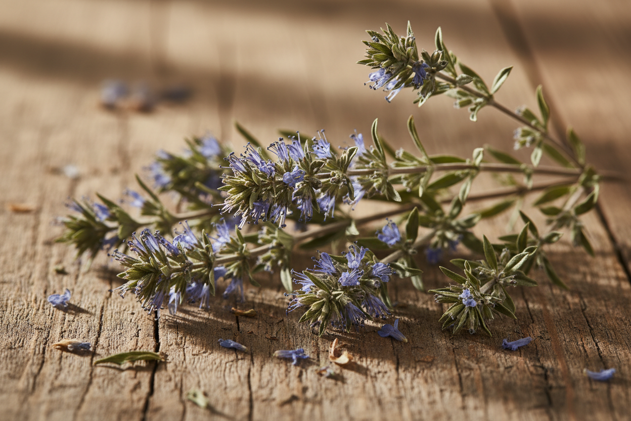 Getrockneter Ysop (Hyssopus officinalis) zum Räuchern