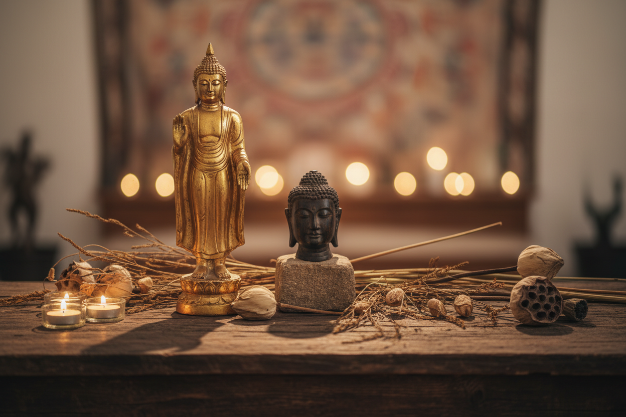 Buddha Figuren in Gold, Holz und Antik – spirituelle Statuen für Meditation und Altar bei MAFUMO