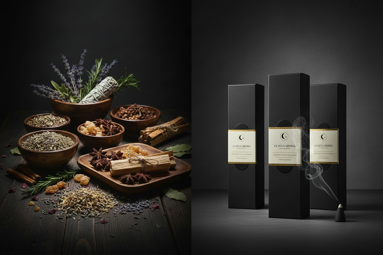 Von der Natur zum Brand: Rohstoffe und fertige Private Label Räucherstäbchen &amp; Räuchermischungen – handgemacht in Deutschland von MAFUMO