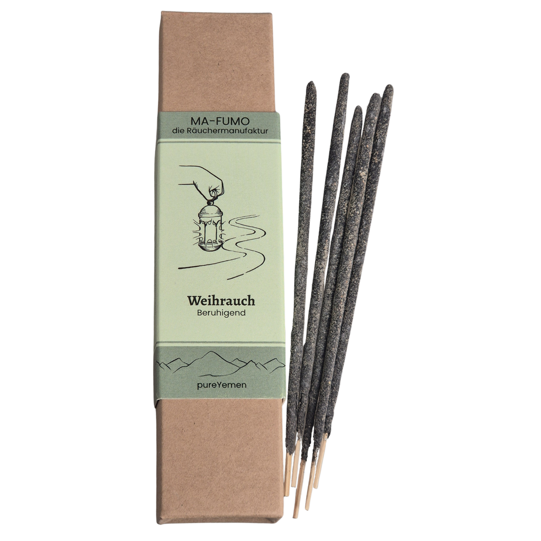 von Hand gerollte Räucherstäbchen aus dem Jemen mit Weihrauch Harz