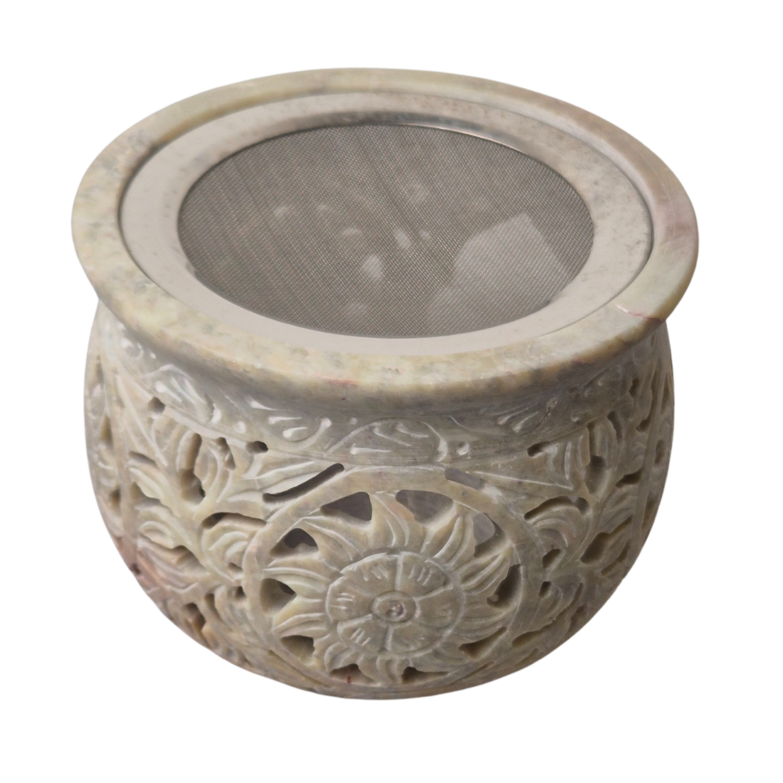 Großes Räuchergefäß aus Speckstein mit großem Sieb zum Auflegen von Räucherwerk - im MAFUMO Shop