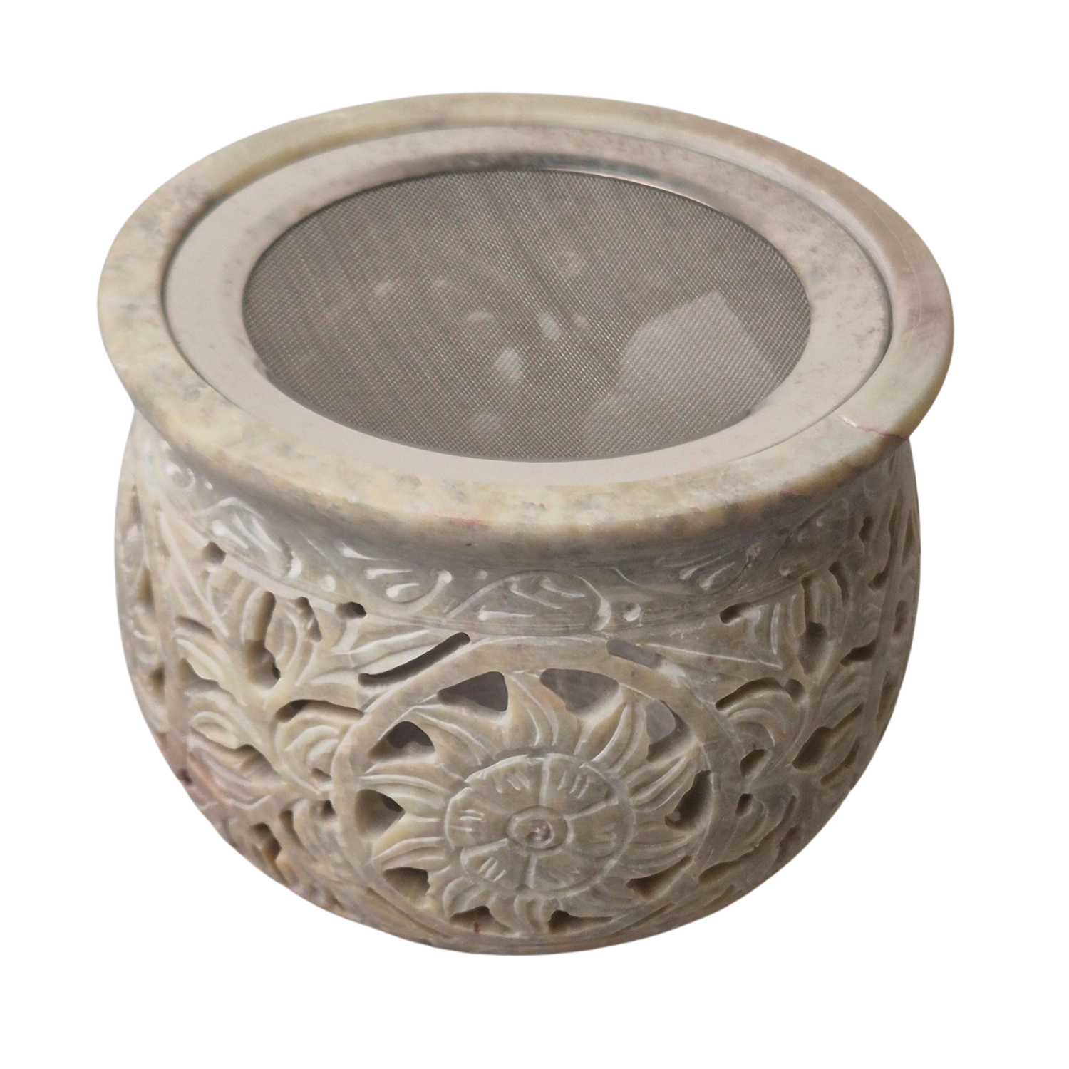 Großes Räuchergefäß aus Speckstein mit großem Sieb zum Auflegen von Räucherwerk - im MAFUMO Shop