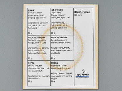 Weihrauch Oman, Weihrauch Sudan, Weihrauch Afrika, Weihrauch Äthiopien, Weihrauch Tibet, Weihrauch Nepal, Räuchermischungen, MA-FUMO