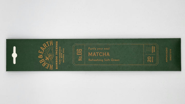 Matcha, Japanische Räucherstäbchen von Nippon Kodo, raucharm, Serie Herb & Earth, Ma-Fumo, die Räuchermanufaktur