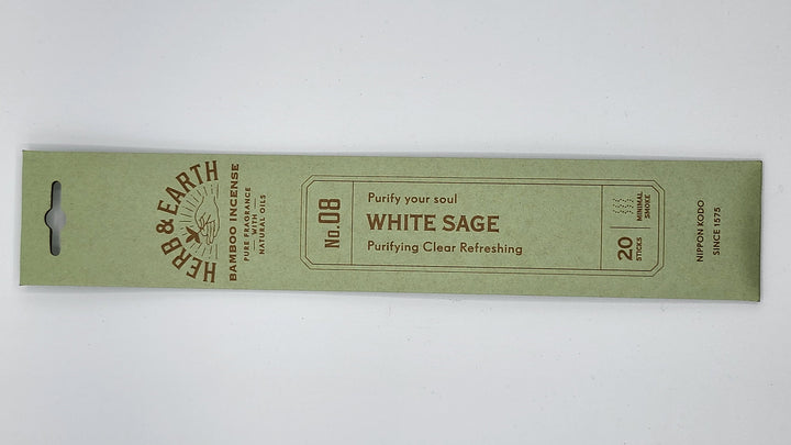 White Sage, Salbei, Japanische Räucherstäbchen vom Hersteller Nippon Kodo, raucharm, Serie Herb & Earth, Ma-Fumo, die Räuchermanufaktur