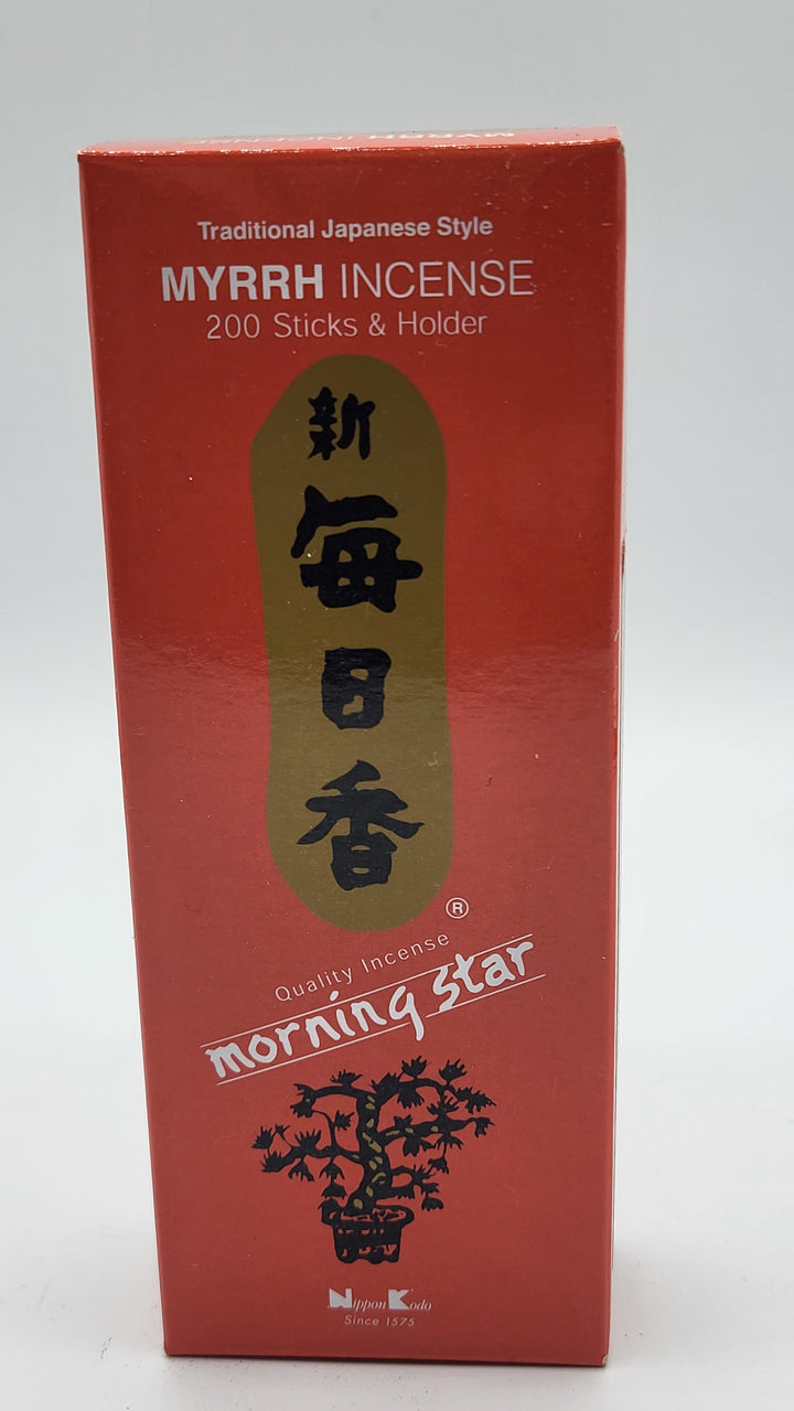 Myrrhe, Morning Star von Nippon Kodo, Großpackung mit 200 Sticks und Mini Keramikhalter, Ma-Fumo, die Räuchermanufaktur