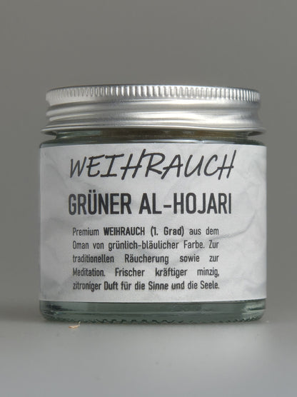 Weihrauch, Premium, 1. Grad, Weihrauch Al-Hojari, zur traditionellen Räucherung, Meditation, kräftig minzig, zitroniger Duft, für die Sinne und Seele, Räucherwerk, grüner Weihrauch, Räuchermanufaktur