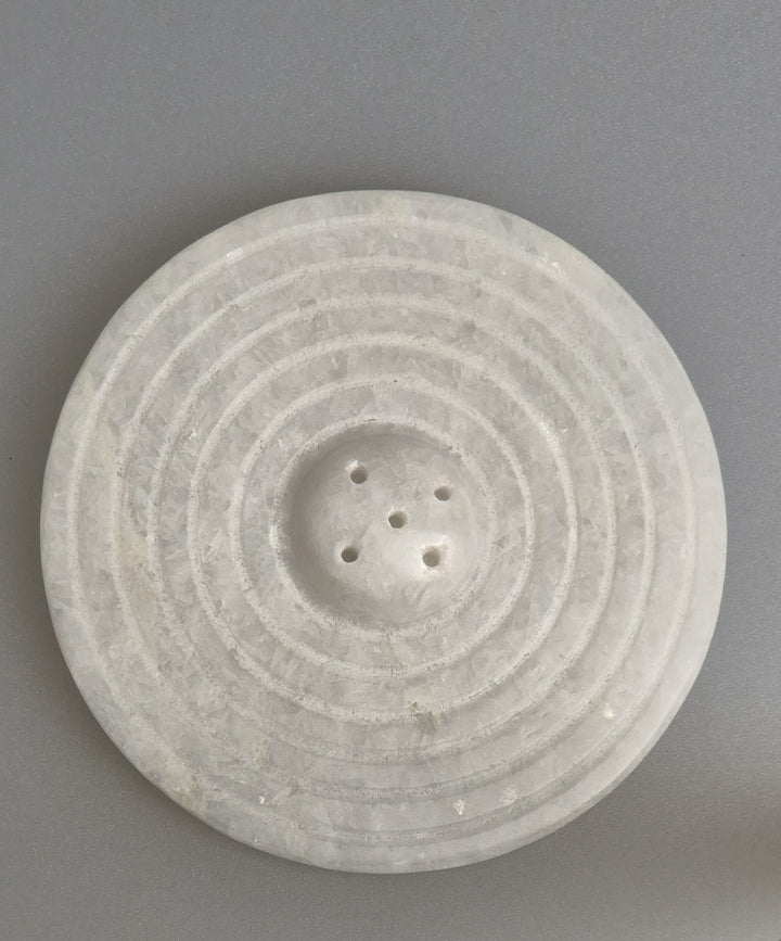 Räucherstäbchenhalter aus Marmor, White Circle, für bis zu 5 Stäbchen gleichzeitig