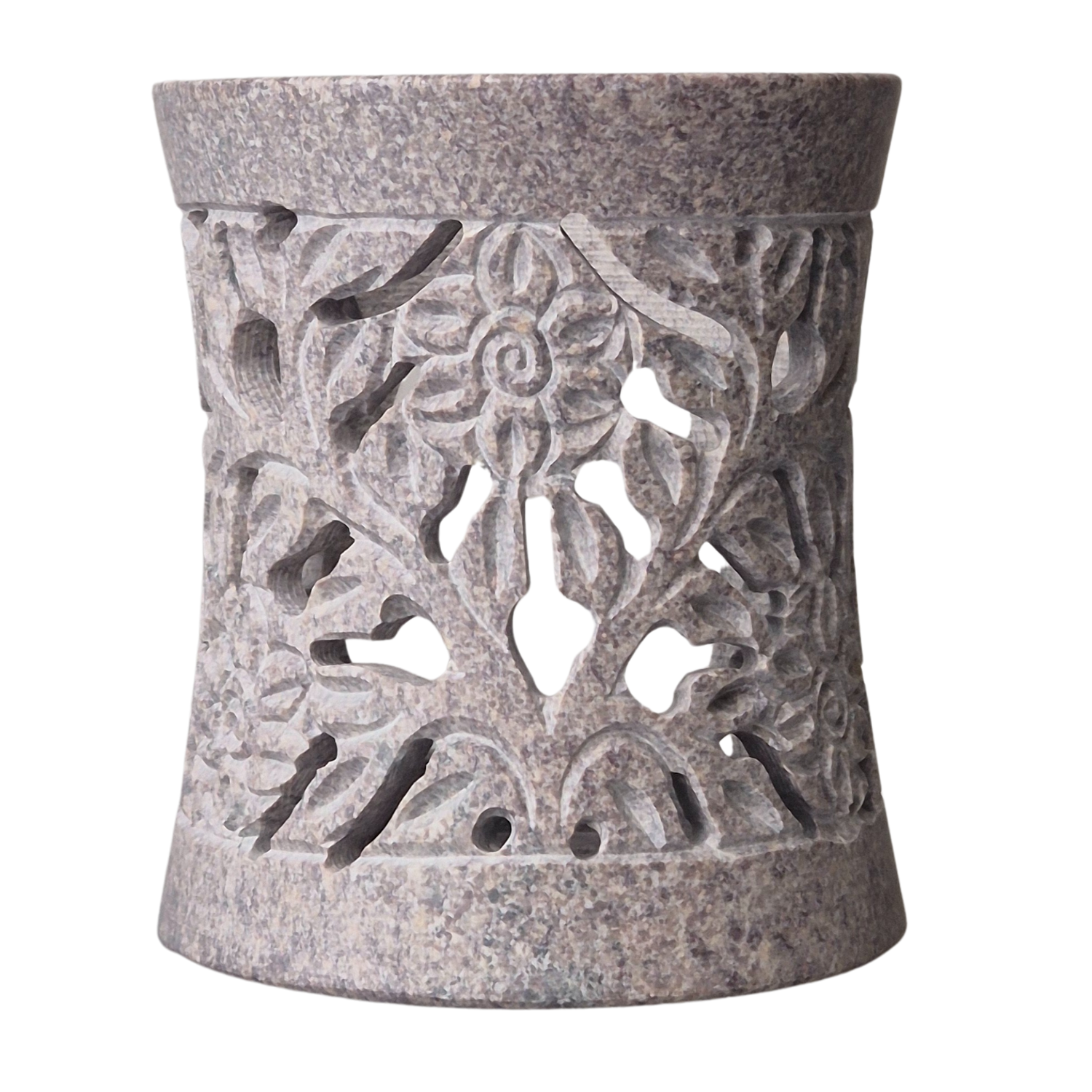 Speckstein Räuchergefäß, 6 cm Sieb, Farbe grau, Motiv Blume, im Mafumo Shop online zu bestellen