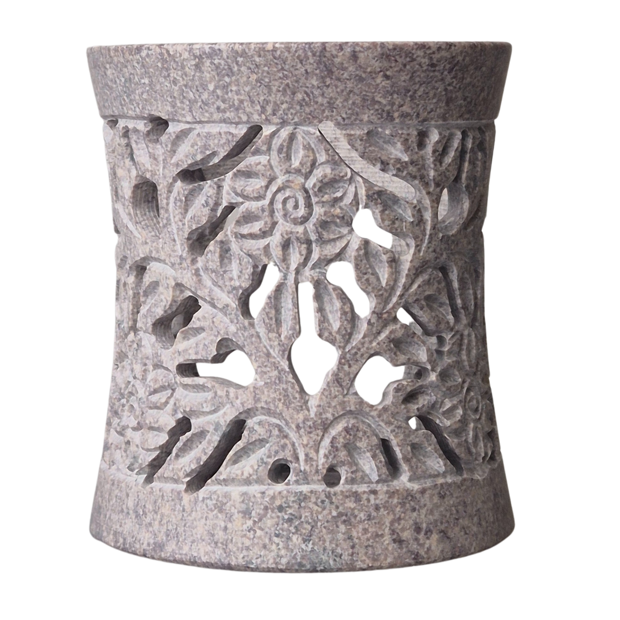 Speckstein Räuchergefäß, 6 cm Sieb, Farbe grau, Motiv Blume, im Mafumo Shop online zu bestellen