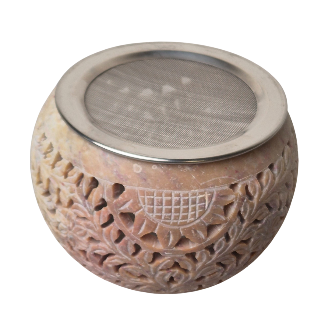 Großes Räuchergefäß aus Speckstein mit großem Sieb zum Auflegen von Räucherwerk - im MAFUMO Shop. Ideal für Rituale und Zeremonien.