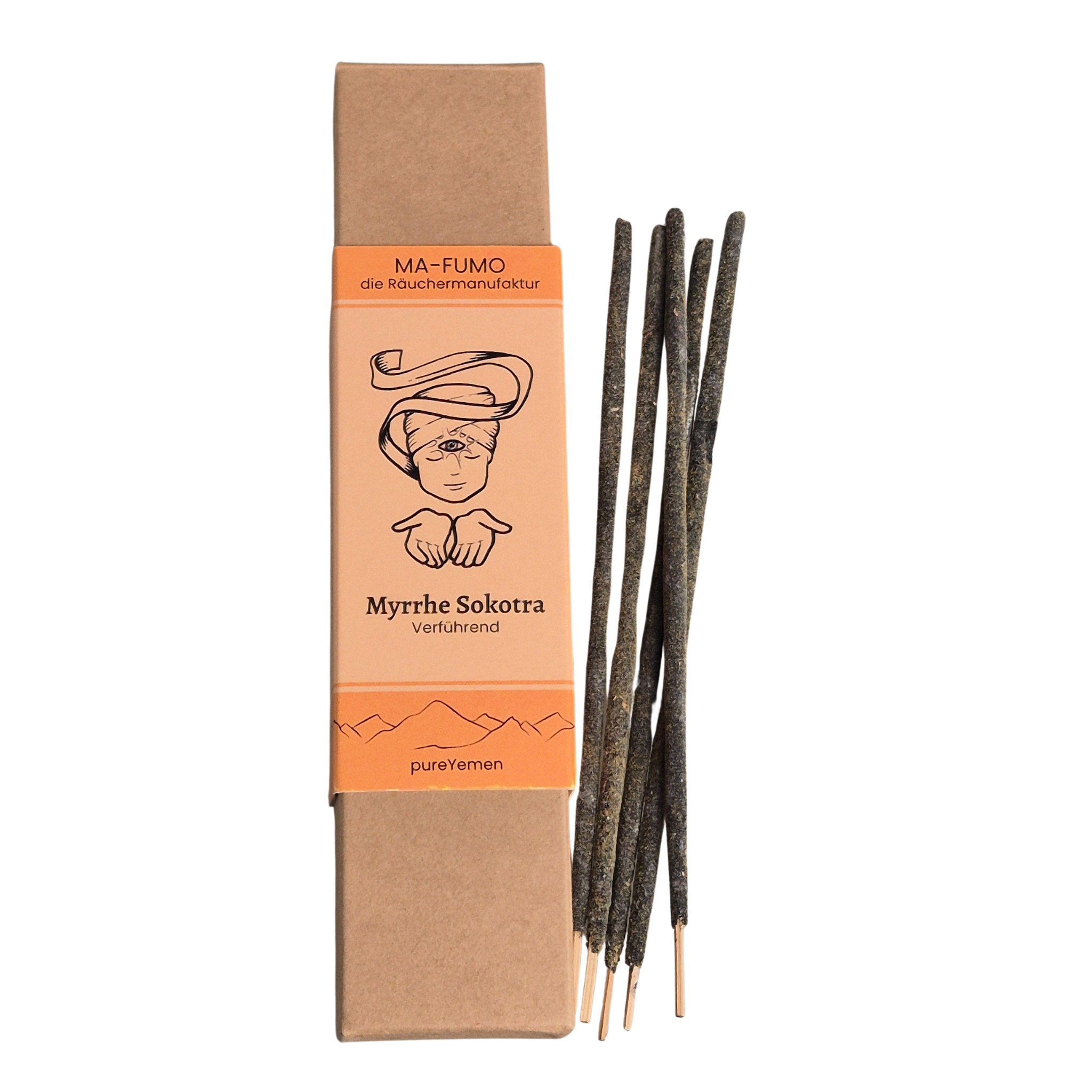 von Hand gerollte Räucherstäbchen aus dem Jemen mit Myrrhe Sokotra haben einen süßlichen Duft