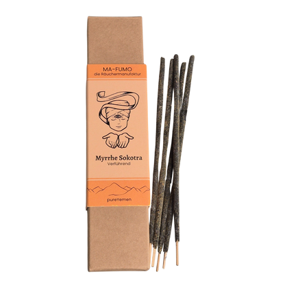 von Hand gerollte Räucherstäbchen aus dem Jemen mit Myrrhe Sokotra haben einen süßlichen Duft