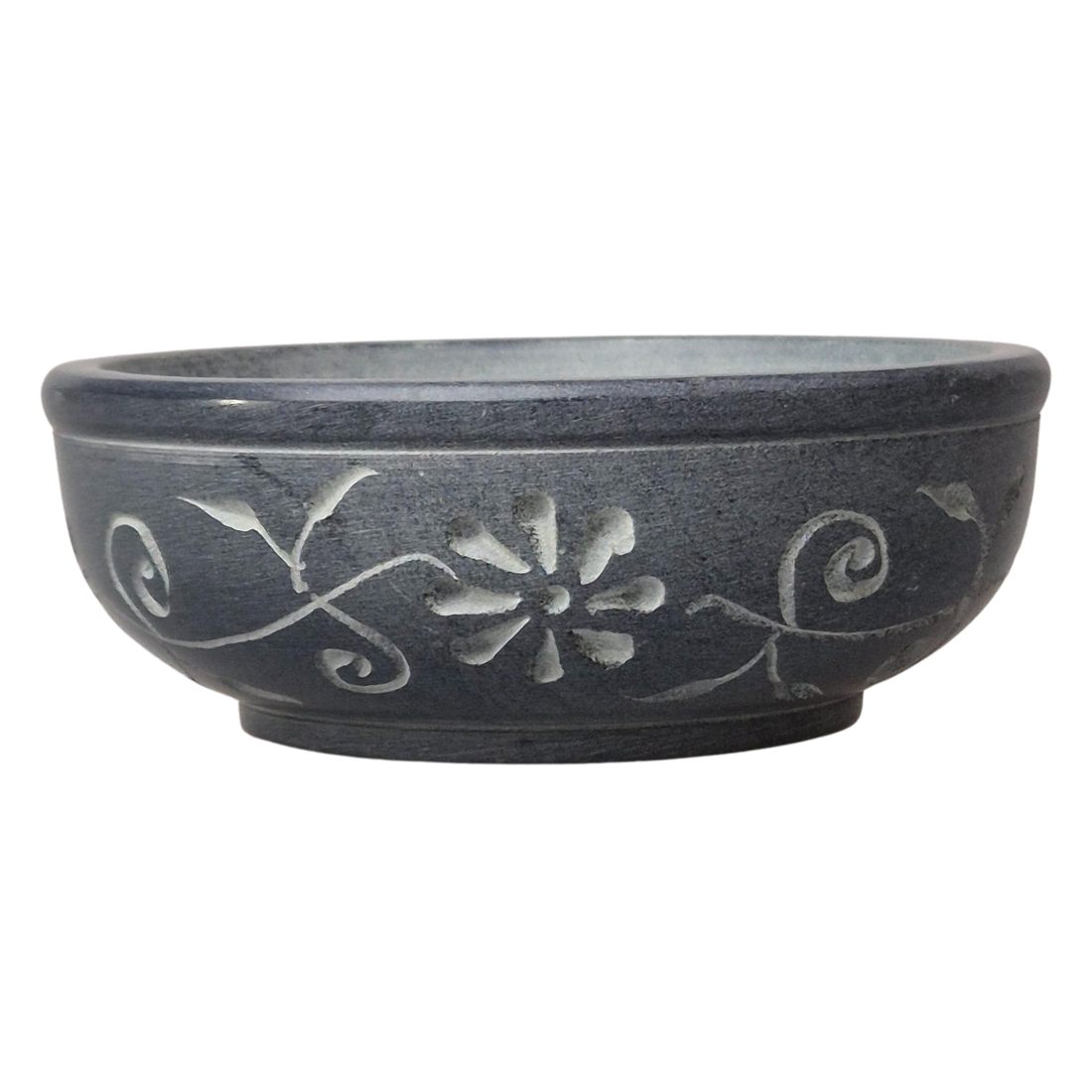 Speckstein Räucherschale, Farbe grau mit Ornamenten,  zum Räuchern auf Kohle - im MaFumo Shop