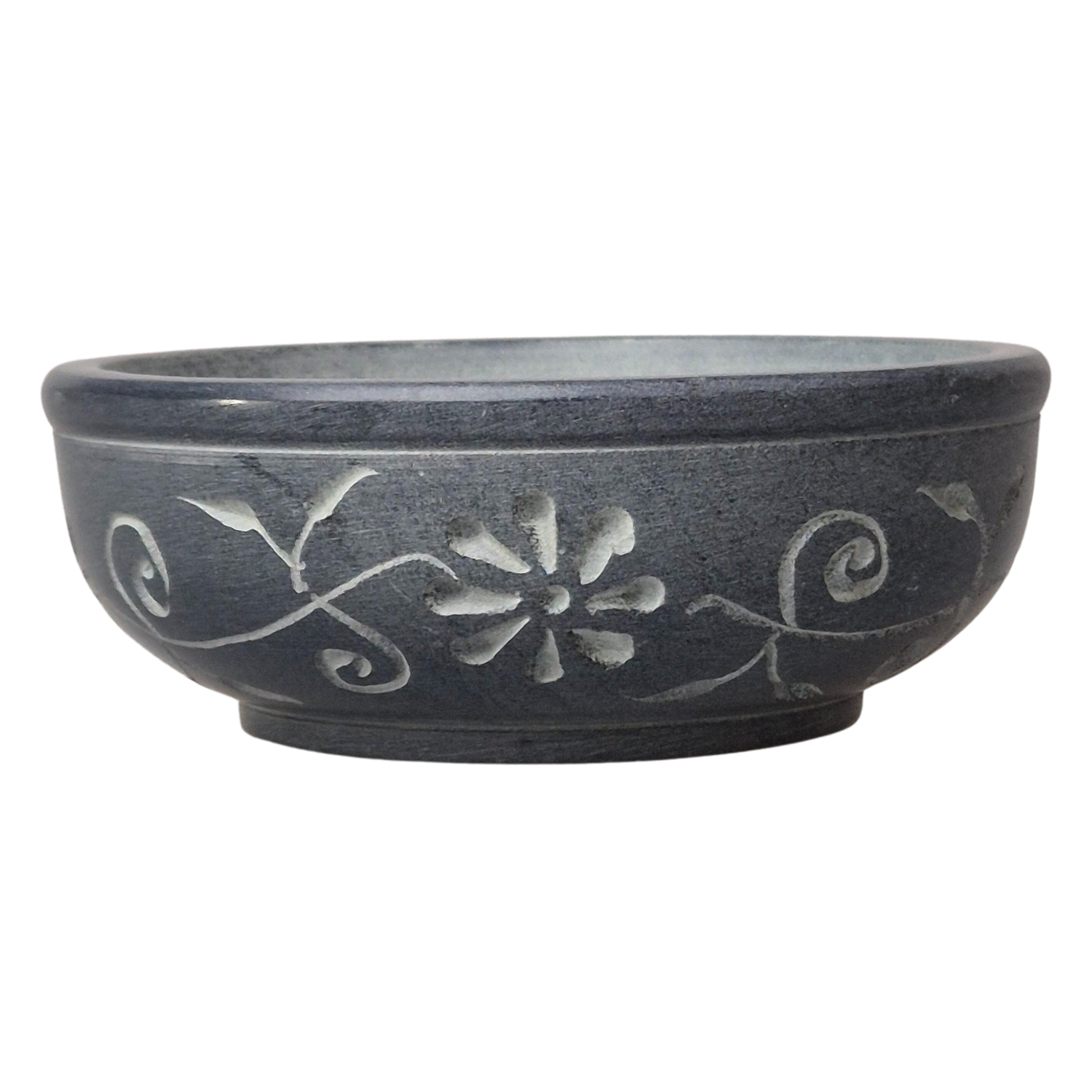 Speckstein Räucherschale, Farbe grau mit Ornamenten,  zum Räuchern auf Kohle - im MaFumo Shop
