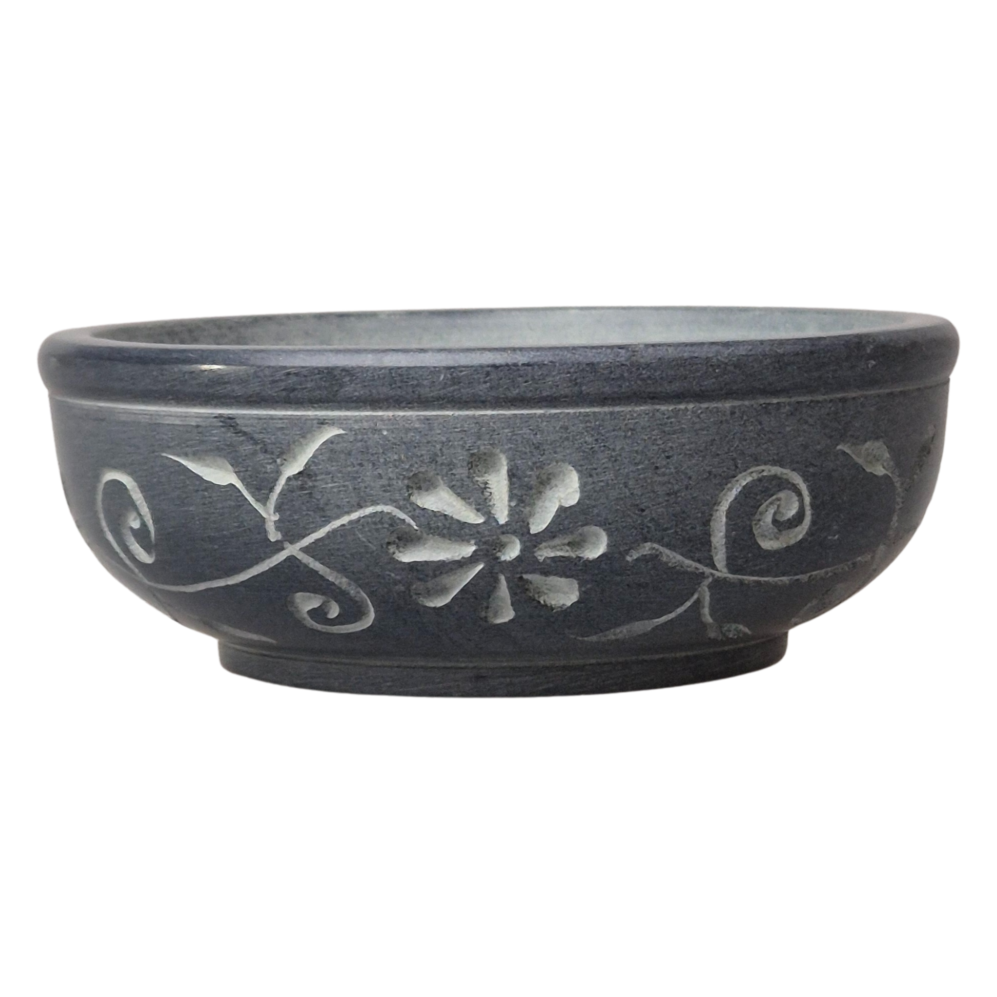 Speckstein Räucherschale, Farbe grau mit Ornamenten,  zum Räuchern auf Kohle - im MaFumo Shop