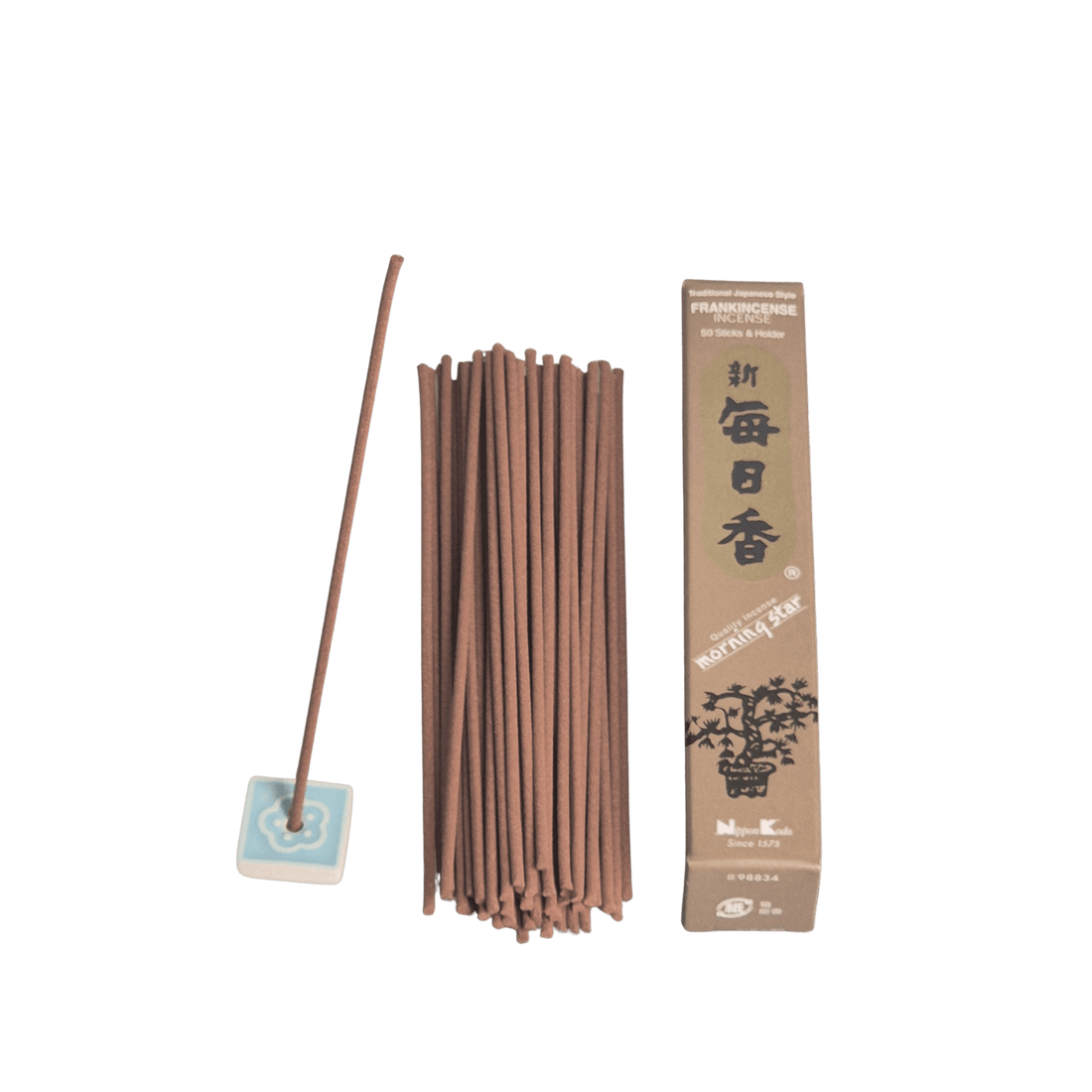 Morning Star- Packung mit 50 Sticks - mit kleinem Keramikhalter - Duft: Weihrauch - Frankincense