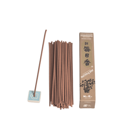 Morning Star- Packung mit 50 Sticks - mit kleinem Keramikhalter - Duft: Weihrauch - Frankincense