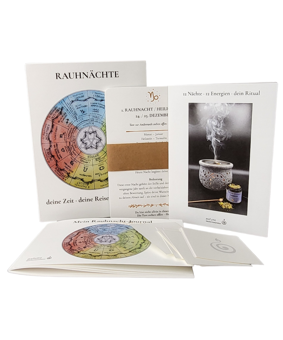 Rauchnacht-Set mit 13 Karten, Anleitung und Wunschritual und Journal - von MAFUMO