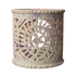 Räuchergefäß aus Speckstein mit Fine-Carving-Blütenmotiv, Frontansicht, Edelstahlsieb Ø 9 cm – MAFUMO Räuchermanufaktur