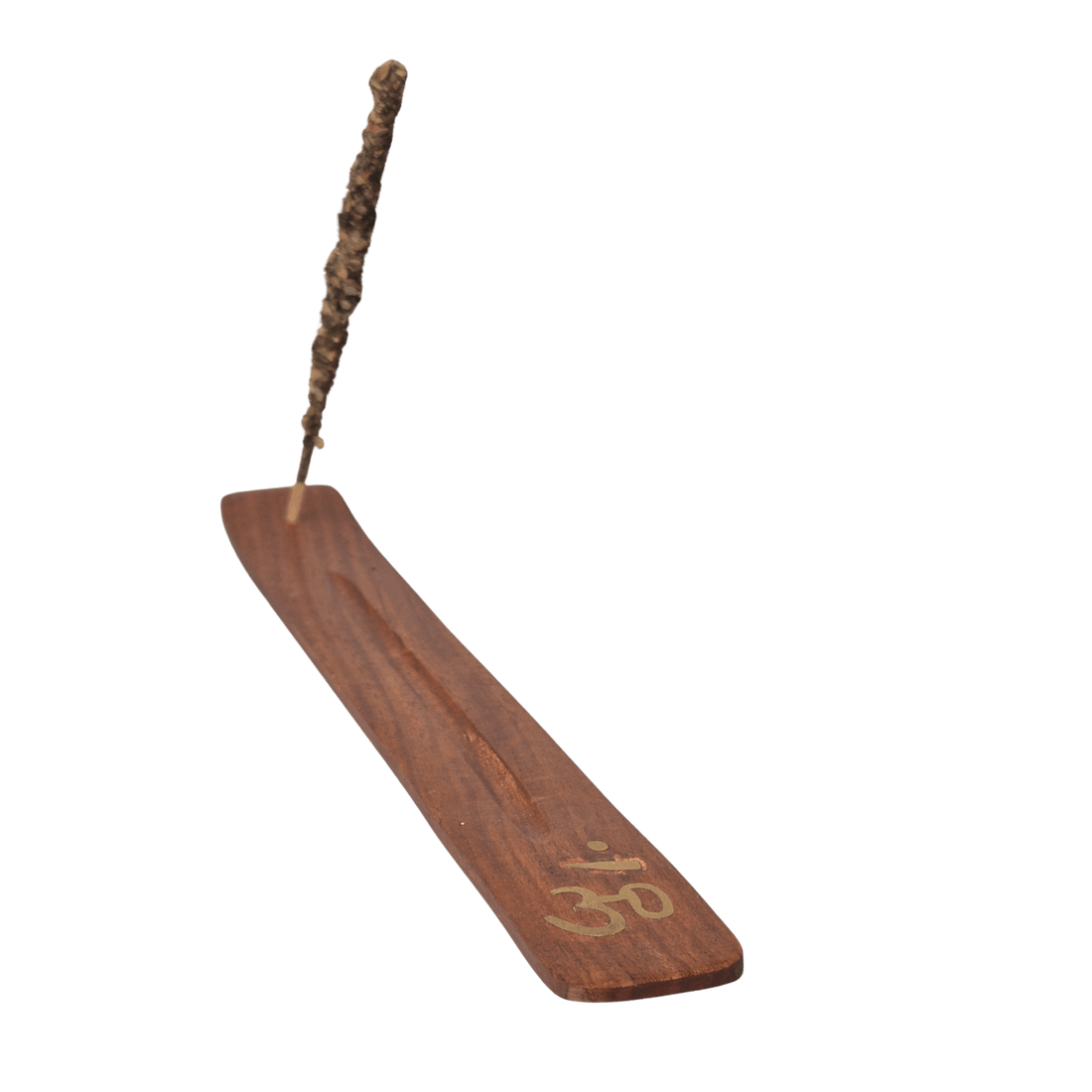 Räucherstäbchenhalter aus der Räuchermanufaktur, Material Holz, Meditation, Mantra Om, im Bild mit Räuchertäbchen