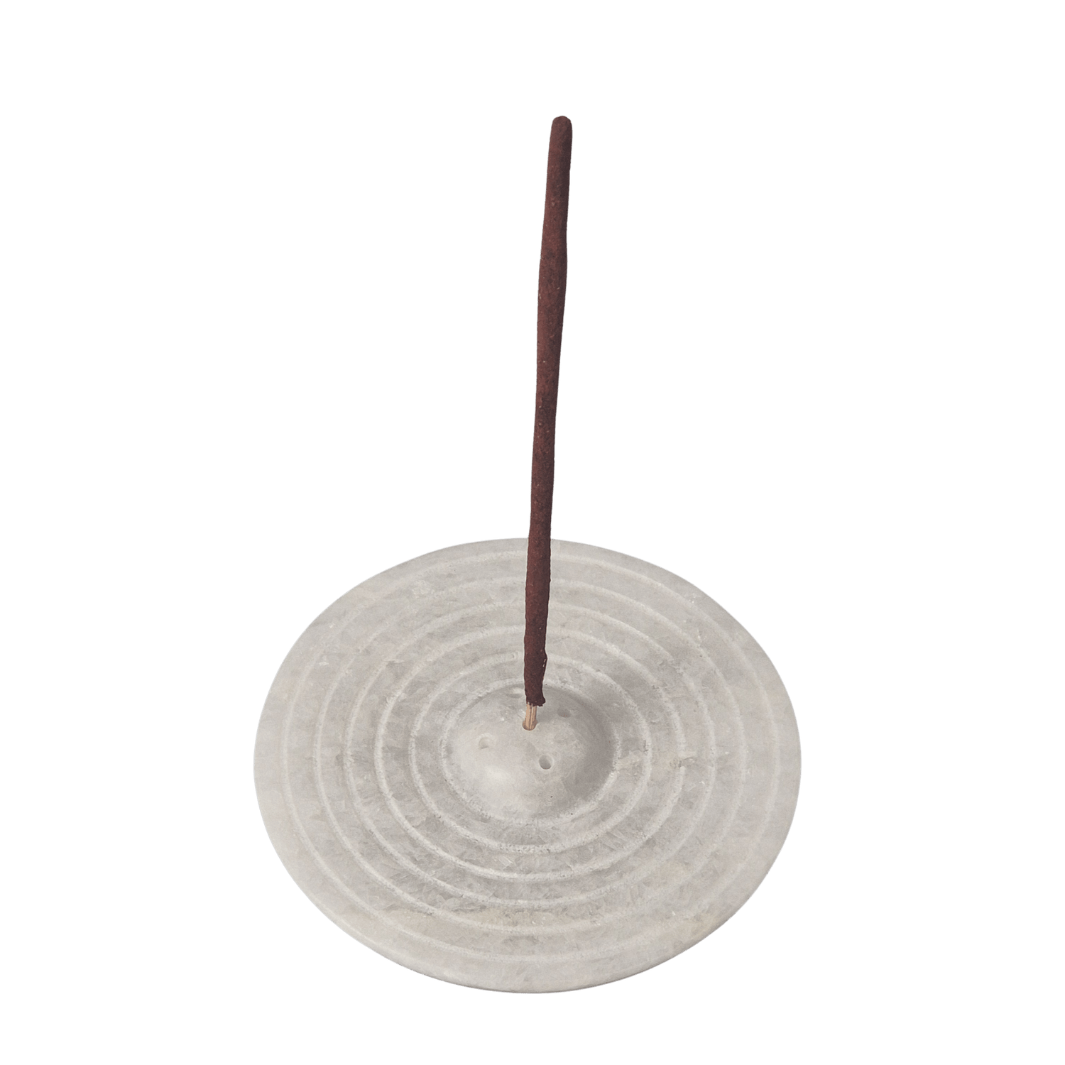 Marmor Räucherstäbchenhalter White Circle – mit einem Räucherstäbchen in Verwendung