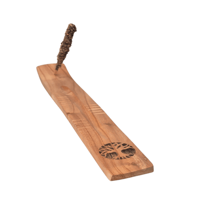 Räucherstäbchenhalter aus Mangoholz mit Yggdrasil Gravur – MAFUMO