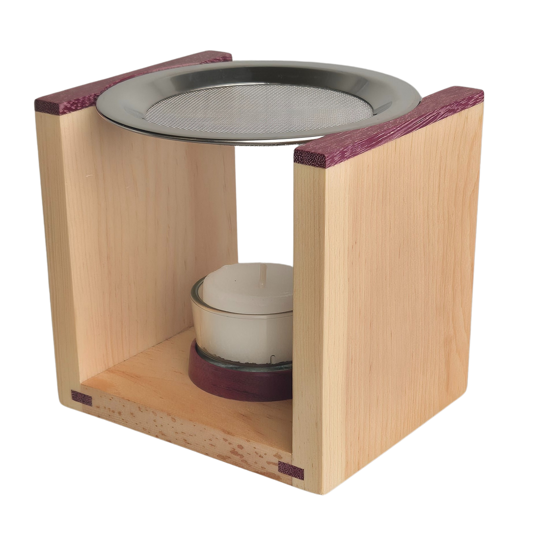 Räuchergefäß aus Zirbenholz und Amarant-Holz, von Hand gefertigt