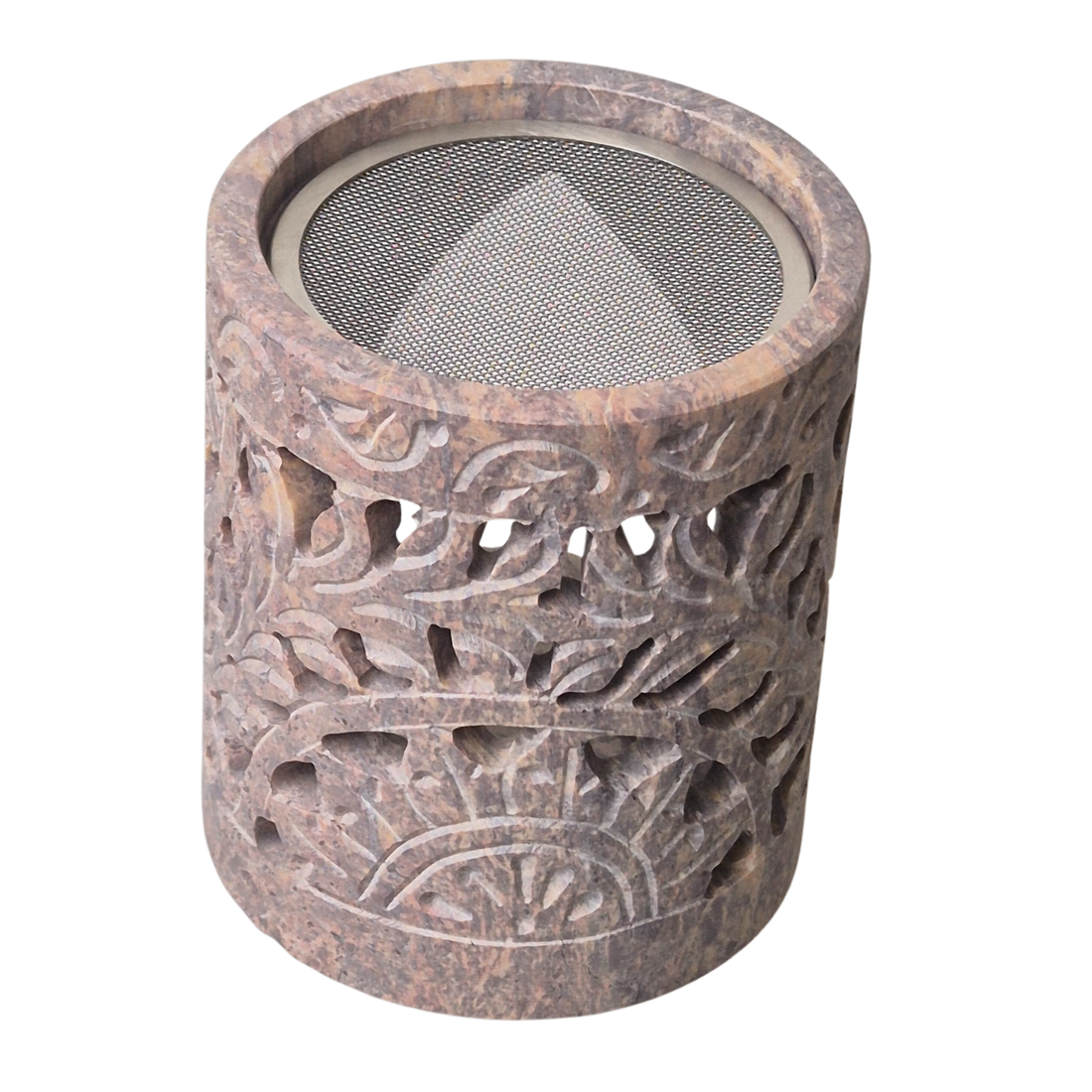 Räuchergefäß aus Speckstein mit Edelstahlsieb, Sieb d= 6cm zum Räuchern. Im MAFUMO Shop erhältlich