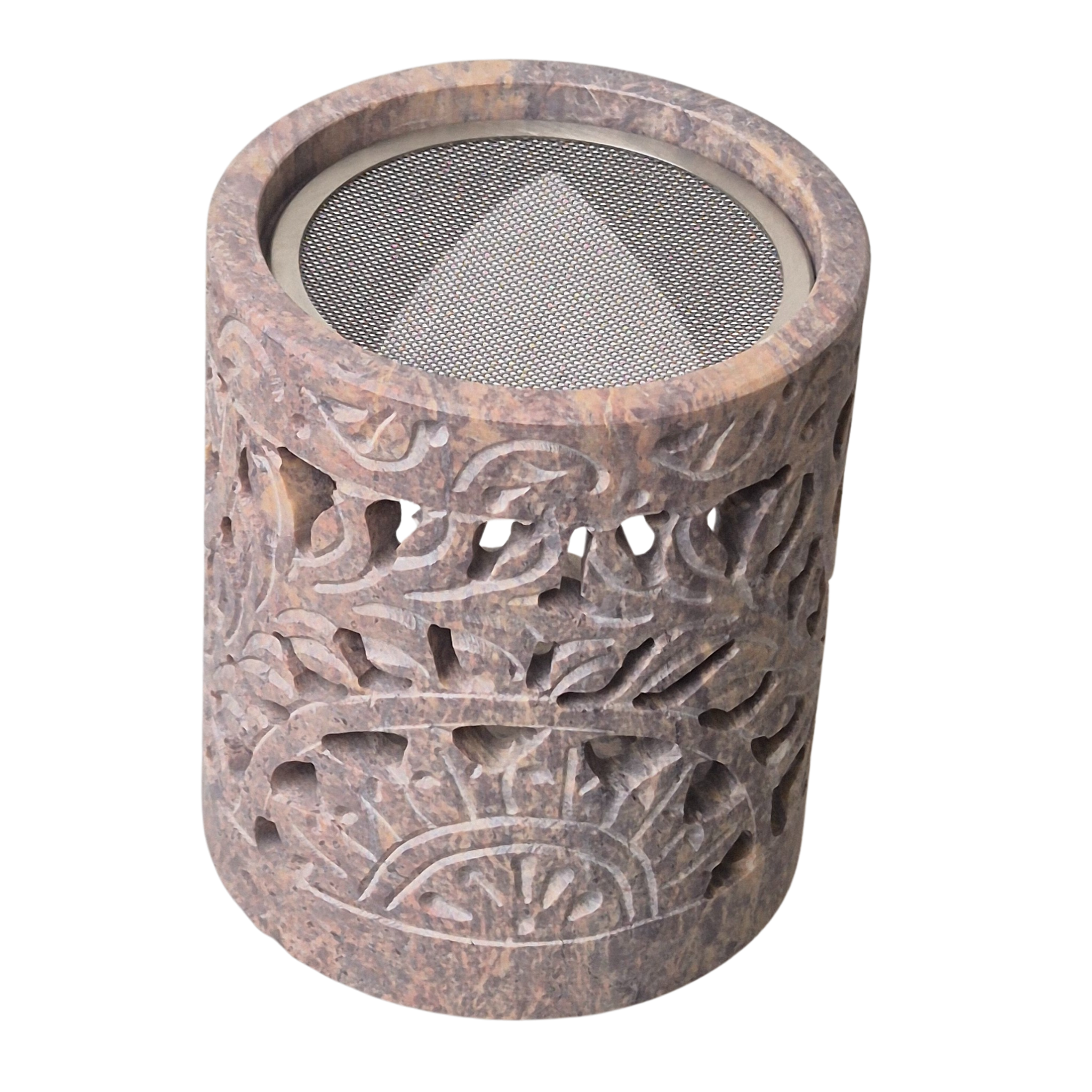 Räuchergefäß aus Speckstein mit Edelstahlsieb, Sieb d= 6cm zum Räuchern. Im MAFUMO Shop erhältlich