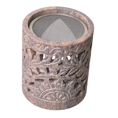 Räuchergefäß aus Speckstein mit Edelstahlsieb, Sieb d= 6cm zum Räuchern. Im MAFUMO Shop erhältlich