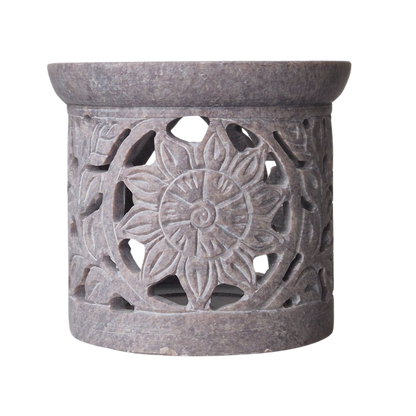 Räuchergefäß aus Speckstein, Siebträger zum Räuchern , Durchmesser 10cm, Sieb 9 cm