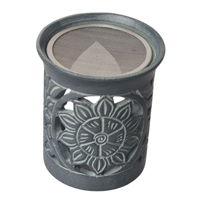 Speckstein Räuchergefäß, 6 cm Sieb, Farbe grau, Motiv Sonne,  MAFUMO Shop online zu bestellen