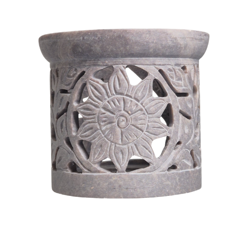 Räuchergefäß aus Speckstein, 2-teilig - mit Siebträger und Scheibe zum Räuchern , Durchmesser 10cm