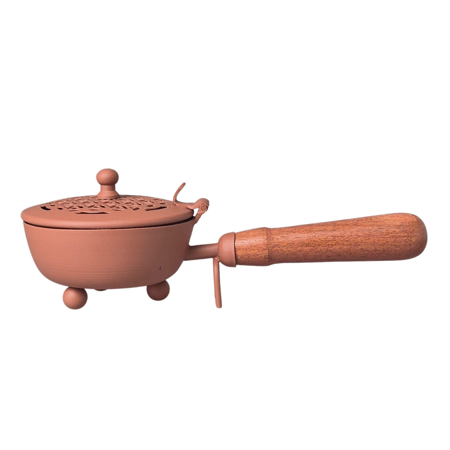 Räucherpfanne, Tragegefäß zum Räuchern auf Kohle mit praktischem Holzgriff zum halten und schwenken