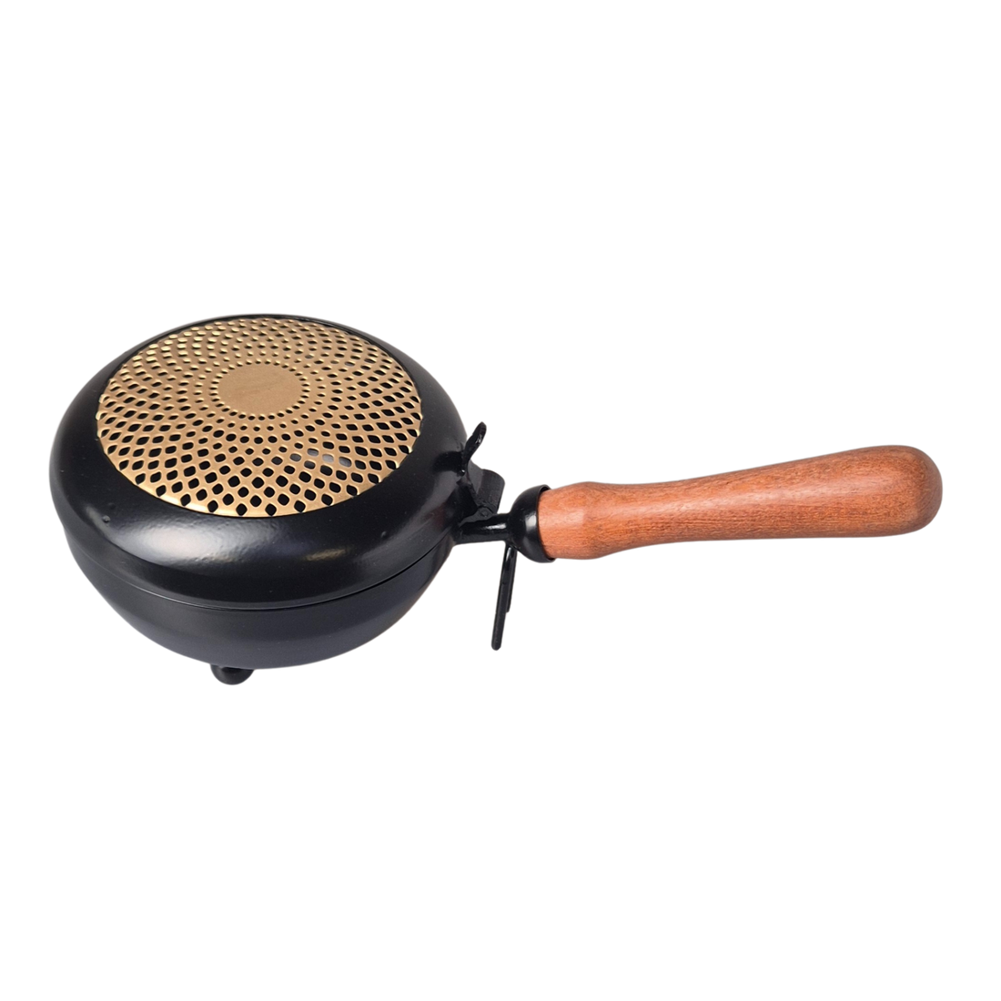 Große Räucherpfanne, Tragegefäß zum Räuchern mit Kohle,  praktischer Holzgriff zum halten und schwenken