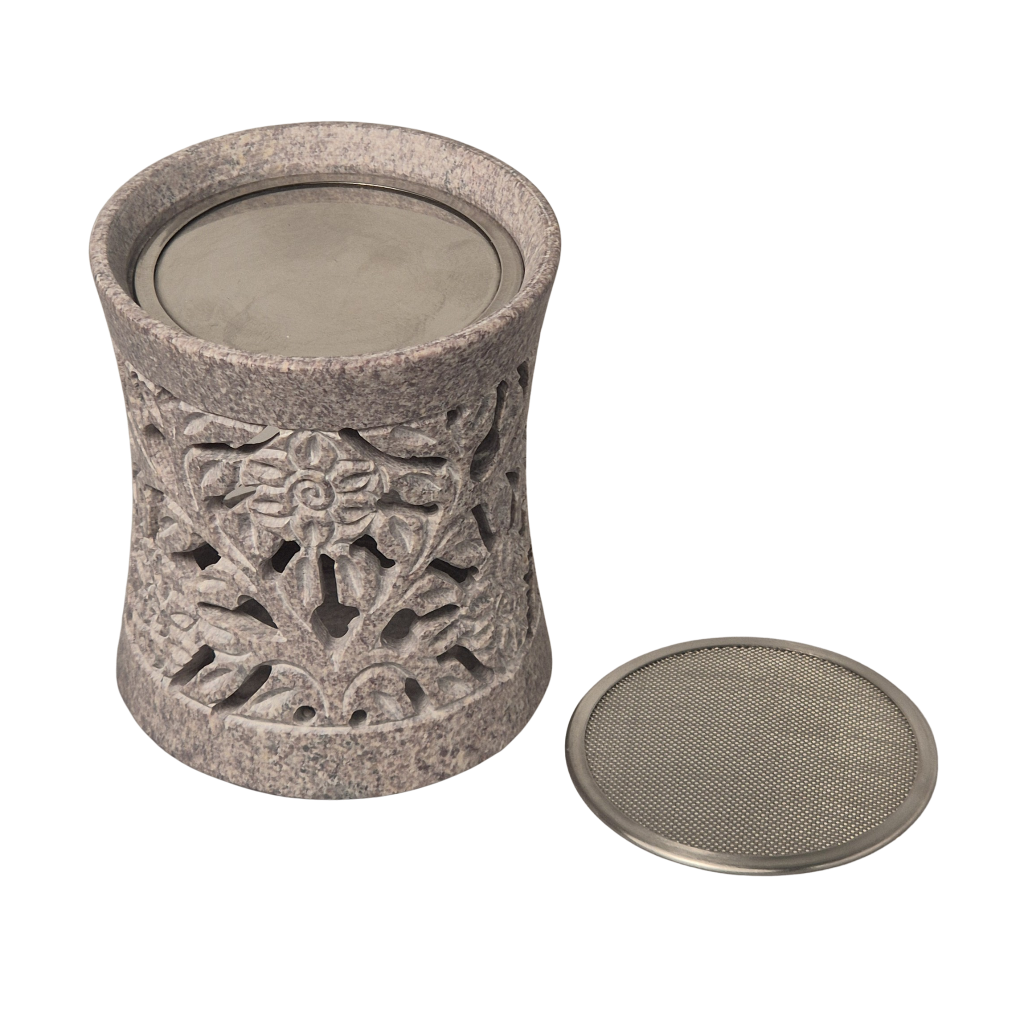 Räucherplatte aus Edelstahl, d= 9cm, ideal wer viel mit Harzen und Weichrauch räuchert. Kann gegen das Sieb getauscht werden